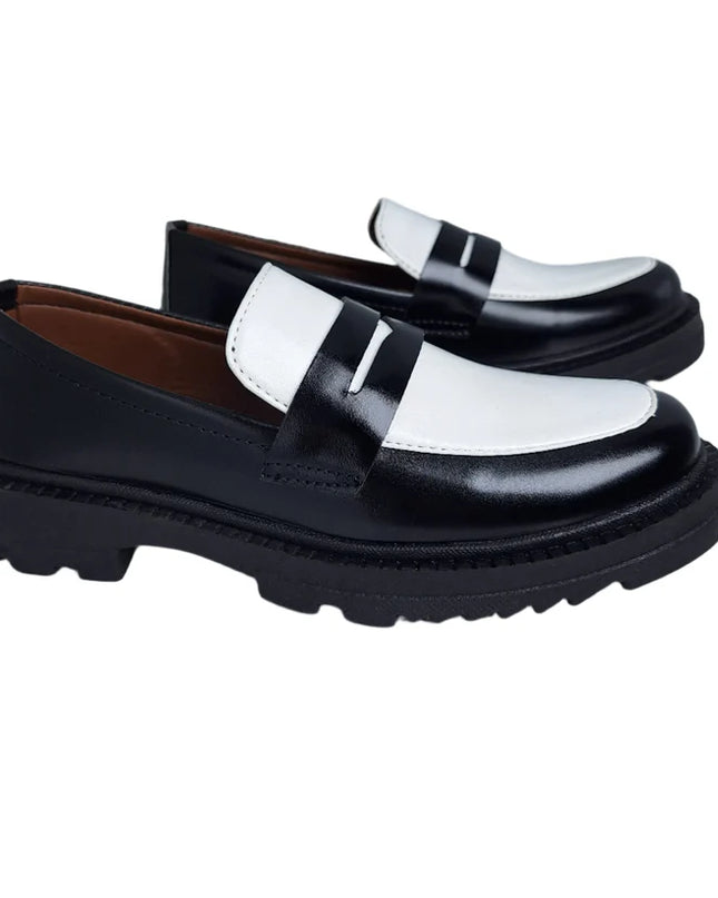 Handmade Men Black & White Leather Moccasins Dress Shoes, Office Mens Loafers