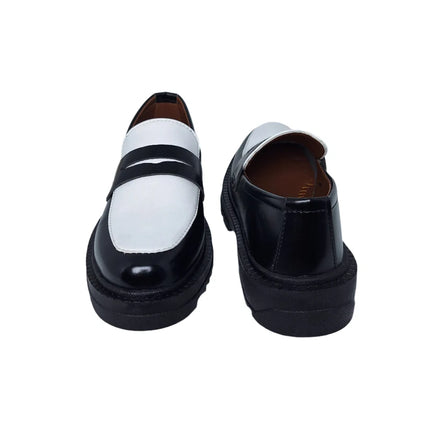 Handmade Men Black & White Leather Moccasins Dress Shoes, Office Mens Loafers