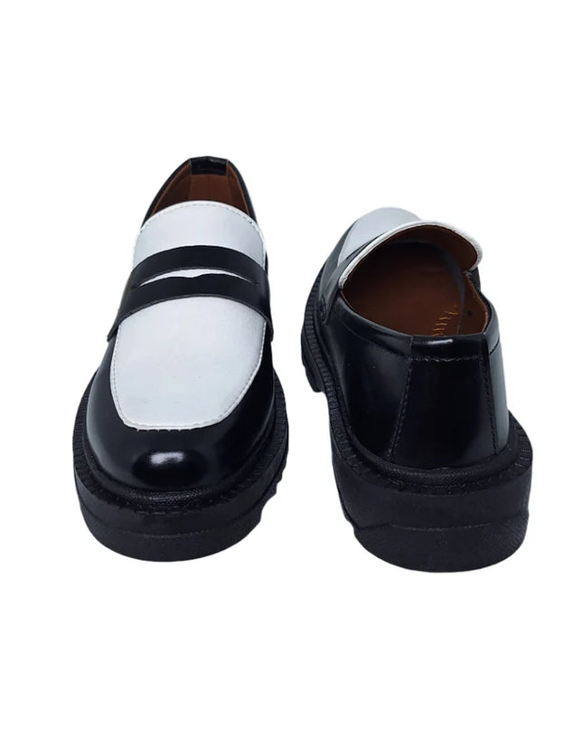 Handmade Men Black & White Leather Moccasins Dress Shoes, Office Mens Loafers