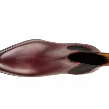 Handmade men dark burgundy chelsea boots, formal leather office boots for mens