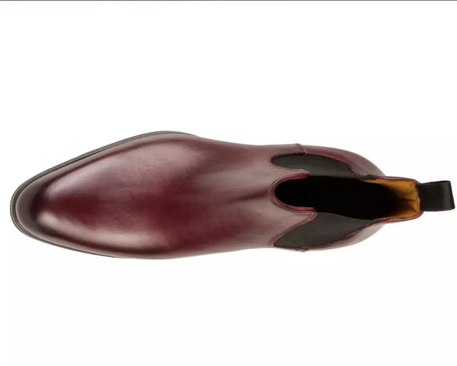 Handmade men dark burgundy chelsea boots, formal leather office boots for mens