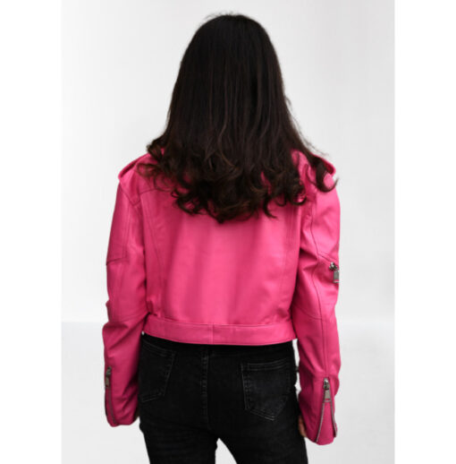Hot Pink Leather Jacket for Women, Biker Fashion Leather Jackets