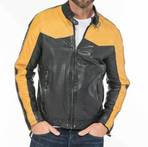 New Handmade Men’s Multicolor Leather Jacket 100% Real Lambskin Moto Biker Slim Fit Jacket