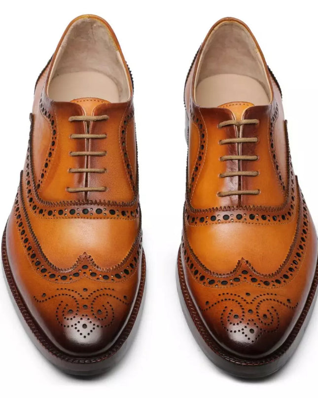 New Tan Wingtips Brogue Handmade Formal Lace Up Dress Shoes for Men, Men Tan Formal Shoes, Men Shoes