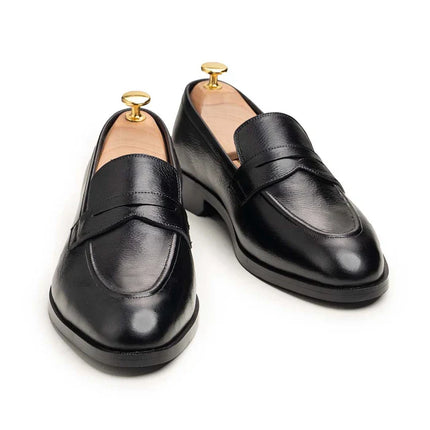 Handmade Men Black Slip On Leather Office Shoes, Moccasins Shoes, Wedding Shoes