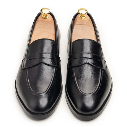 Handmade Men Black Slip On Leather Office Shoes, Moccasins Shoes, Wedding Shoes