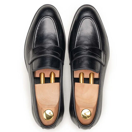Handmade Men Black Slip On Leather Office Shoes, Moccasins Shoes, Wedding Shoes