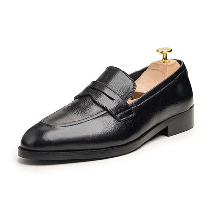 Handmade Men Black Slip On Leather Office Shoes, Moccasins Shoes, Wedding Shoes