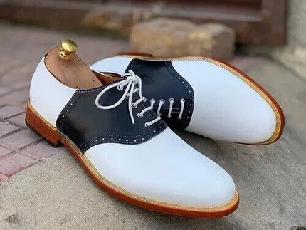 Handmade Men Two Tone Leather Brogue Lace Up Traveling Shoes, Party Wear Shoes