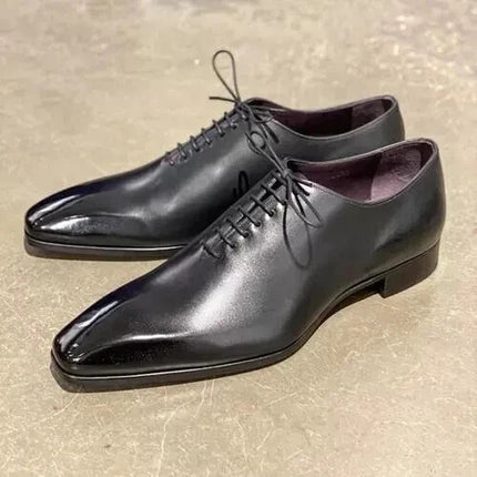 Handmade Men Classic Style Dark Gray Leather Lace Up Office Shoes, Party Shoes