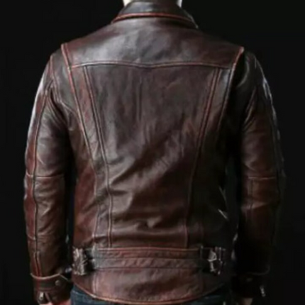 Handmade Men Brown Leather Biker Jacket, Men Fashion Jacket