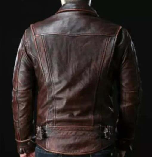 Handmade Men Brown Leather Biker Jacket, Men Fashion Jacket
