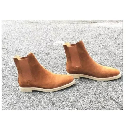 Handmade Men’s Chelsea Ankle Dress Boots, Real Suede Office Boots