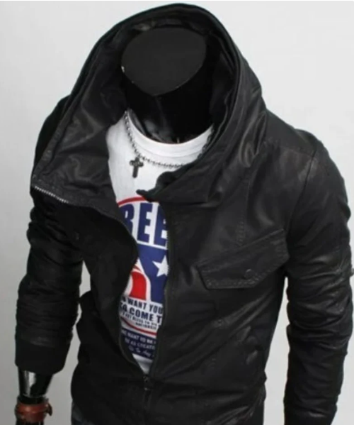 Men’s Handmade Black Leather Jacket, Slim Fit Leather For Men