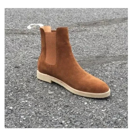 Handmade Men’s Chelsea Ankle Dress Boots, Real Suede Office Boots