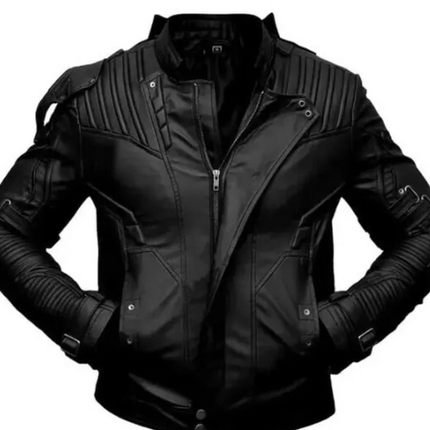 Handmade Men Black Sheep Leather Bomber Biker Jacket For Men