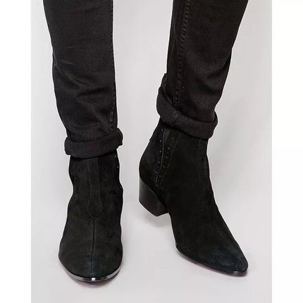 Men Black Suede Chelsea Boots, Ankle Boots, Chelsea Boots men, men dress boots