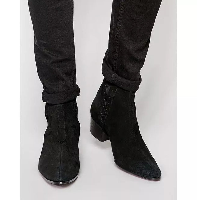 Men Black Suede Chelsea Boots, Ankle Boots, Chelsea Boots men, men dress boots