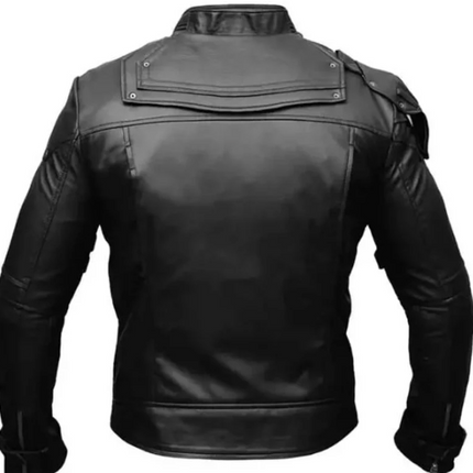 Handmade Men Black Sheep Leather Bomber Biker Jacket For Men