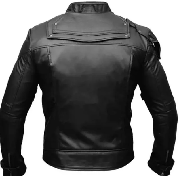 Handmade Men Black Sheep Leather Bomber Biker Jacket For Men