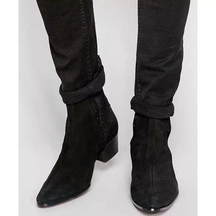 Men Black Suede Chelsea Boots, Ankle Boots, Chelsea Boots men, men dress boots