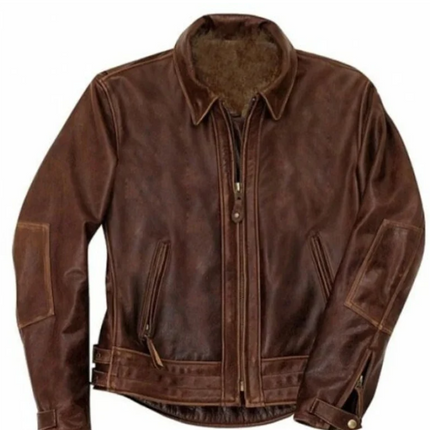 Handmade Men Antique Brown Leather Jacket. Brown Fashion Biker Leather Jacket For Men