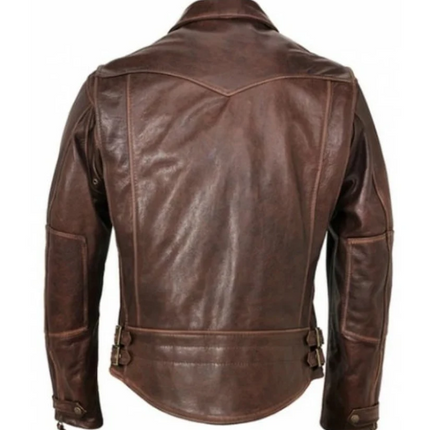 Handmade Men Antique Brown Leather Jacket. Brown Fashion Biker Leather Jacket For Men
