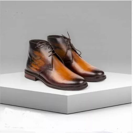 Handmade Men Shaded Tan Leather Ankle Boots, Formal Work Boots, Office Boots