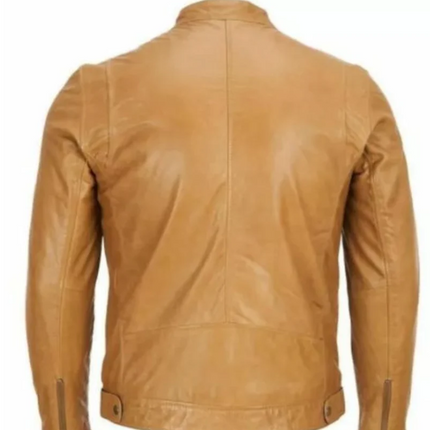 Handmade Men Style Tan Brown Bomber Leather Jacket For Men