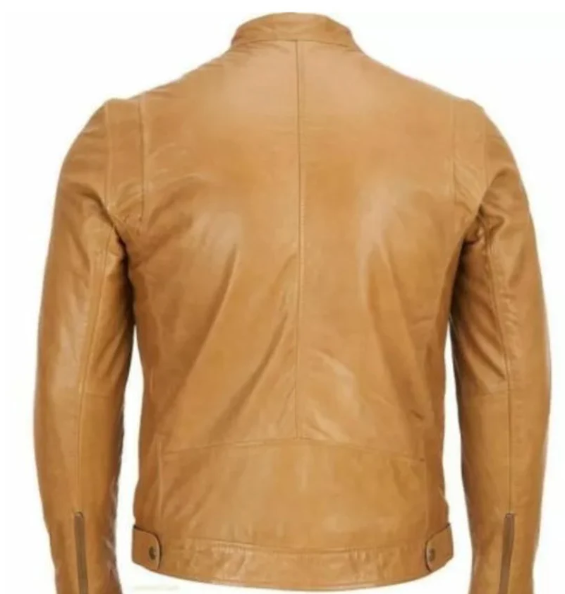 Handmade Men Style Tan Brown Bomber Leather Jacket For Men