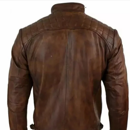Men Handmade Antique Brown Leather Jacket, Biker/Racer Jacket For Men