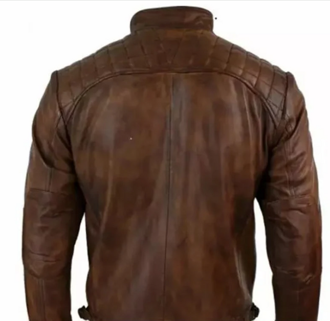 Men Handmade Antique Brown Leather Jacket, Biker/Racer Jacket For Men
