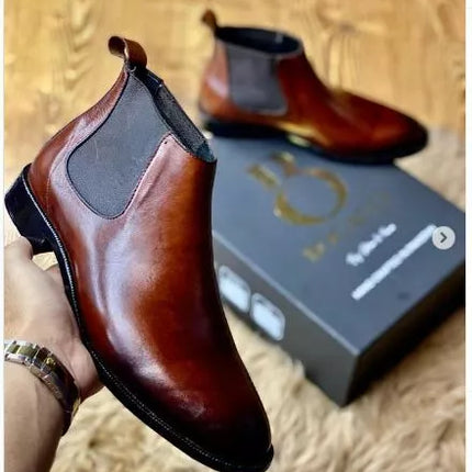 Men Handmade Brown Leather Chukka Boots, Men Leather Business/ Office Boots