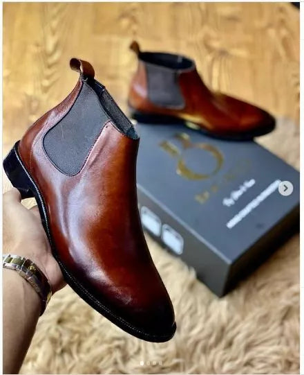 Men Handmade Brown Leather Chukka Boots, Men Leather Business/ Office Boots