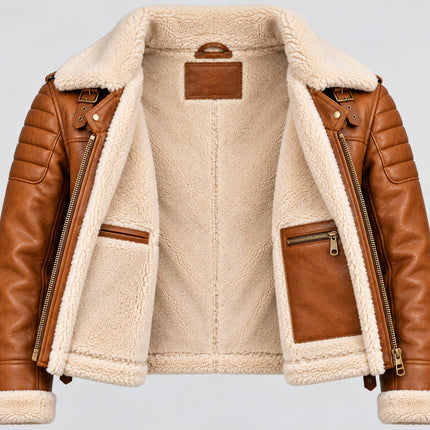 Handmade Men Tan Leather Fur Jacket, Biker Jacket, Men Fashion Outfit