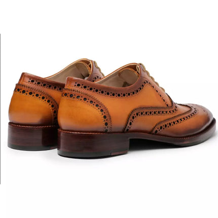 New Tan Wingtips Brogue Handmade Formal Lace Up Dress Shoes for Men, Men Tan Formal Shoes, Men Shoes