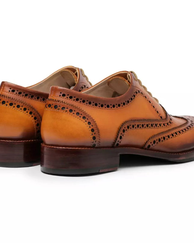 New Tan Wingtips Brogue Handmade Formal Lace Up Dress Shoes for Men, Men Tan Formal Shoes, Men Shoes