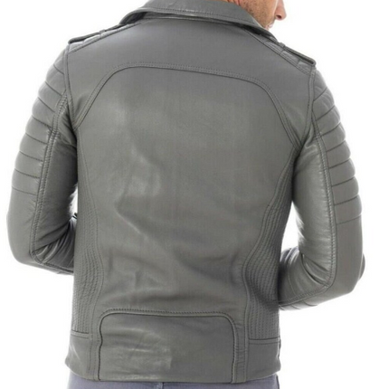Handmade New Men’s Gray Leather Biker Jacket Casual Coat Wear Jacket For Men