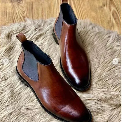 Men Handmade Brown Leather Chukka Boots, Men Leather Business/ Office Boots