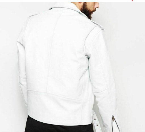Handmade Men’s White Jacket Motorcycle Biker Slim Fit Jacket For Men