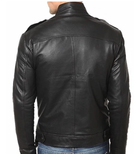 Handmade Men Black Button Style Jacket, Leather Formal Zipper Jacket, Biker Jacket For Men