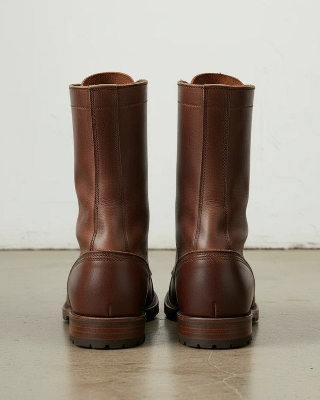 Handmade Men Brown Leather High Ankle Rider Boots, Lace up Cowboy Boots