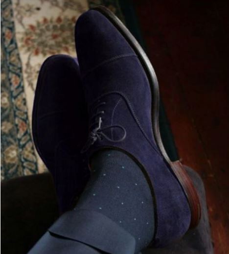 Handmade Men’s Blue Lace Up Formal Dress Shoes, Real Suede Office Shoes.