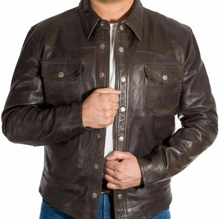 New Handmade Men’s Brown Trucker Jacket Moto Stylish Slim Fit Coat Jacket