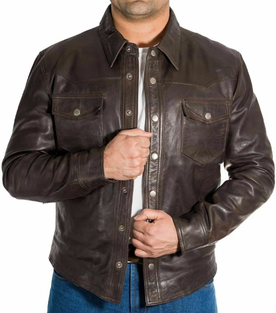 New Handmade Men’s Brown Trucker Jacket Moto Stylish Slim Fit Coat Jacket