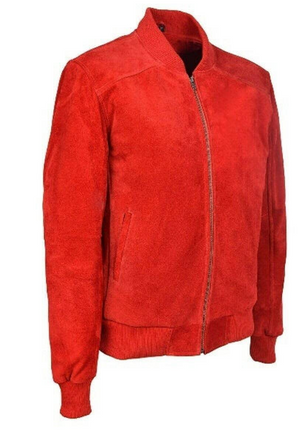 Handmade Men’s Red Suede Leather Jacket Causal Moto Biker Jacket For Men