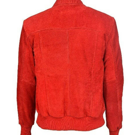 Handmade Men’s Red Suede Leather Jacket Causal Moto Biker Jacket For Men