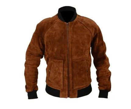 Handmade Men Suede Leather Jacket, Bomber Jacket For Men