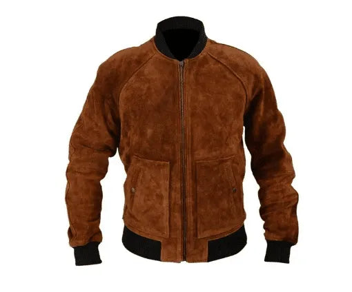 Handmade Men Suede Leather Jacket, Bomber Jacket For Men