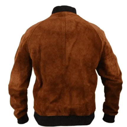 Handmade Men Suede Leather Jacket, Bomber Jacket For Men